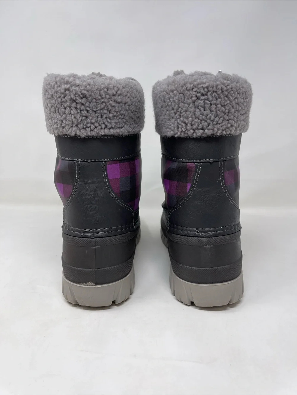 Waterproof Insulated Boots By Cougar Women's‎ Size 8m Gray With Plaid Lace-up